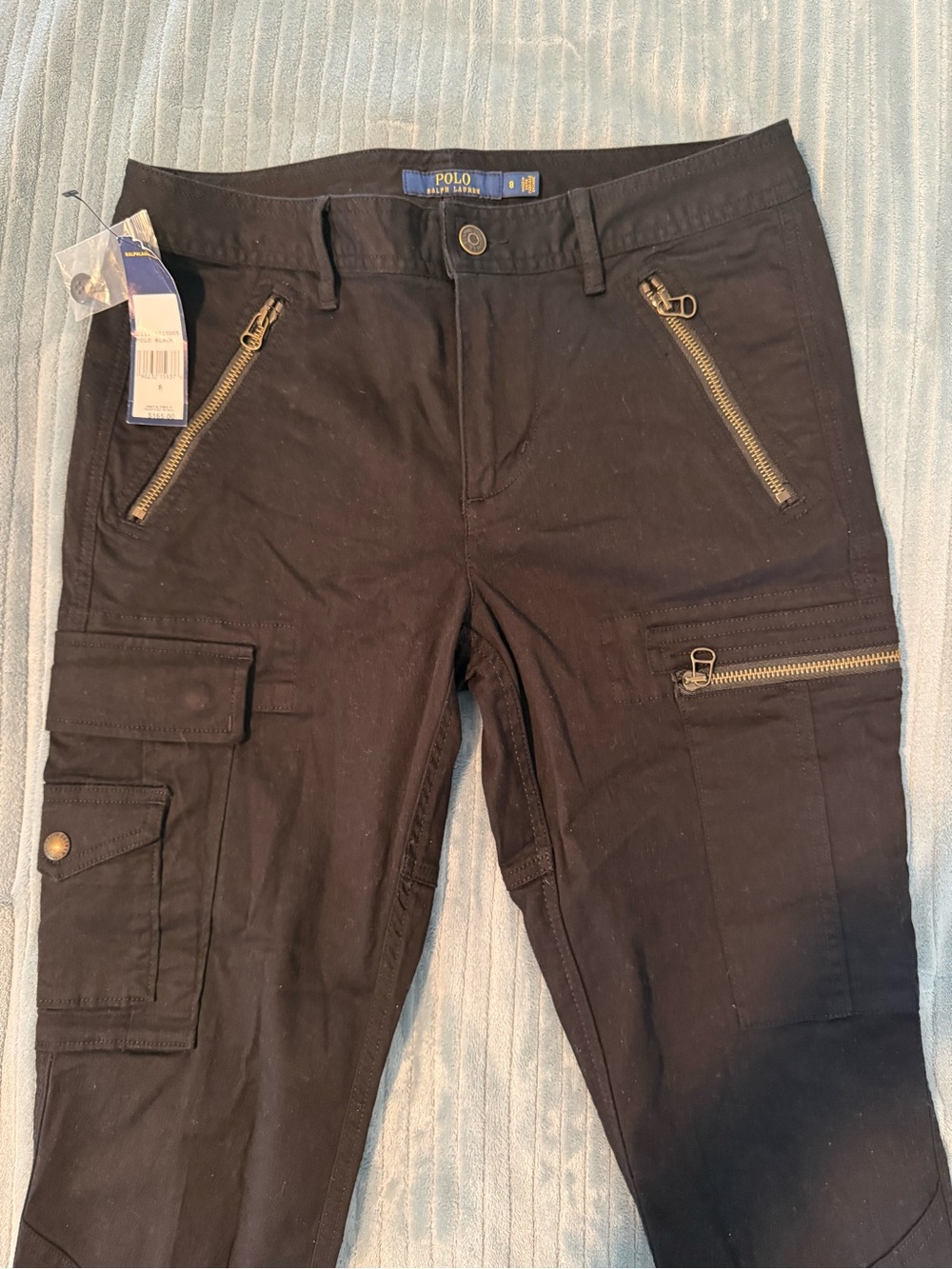 Ralph Lauren Black Men's Cargo Pants with Zip Accents